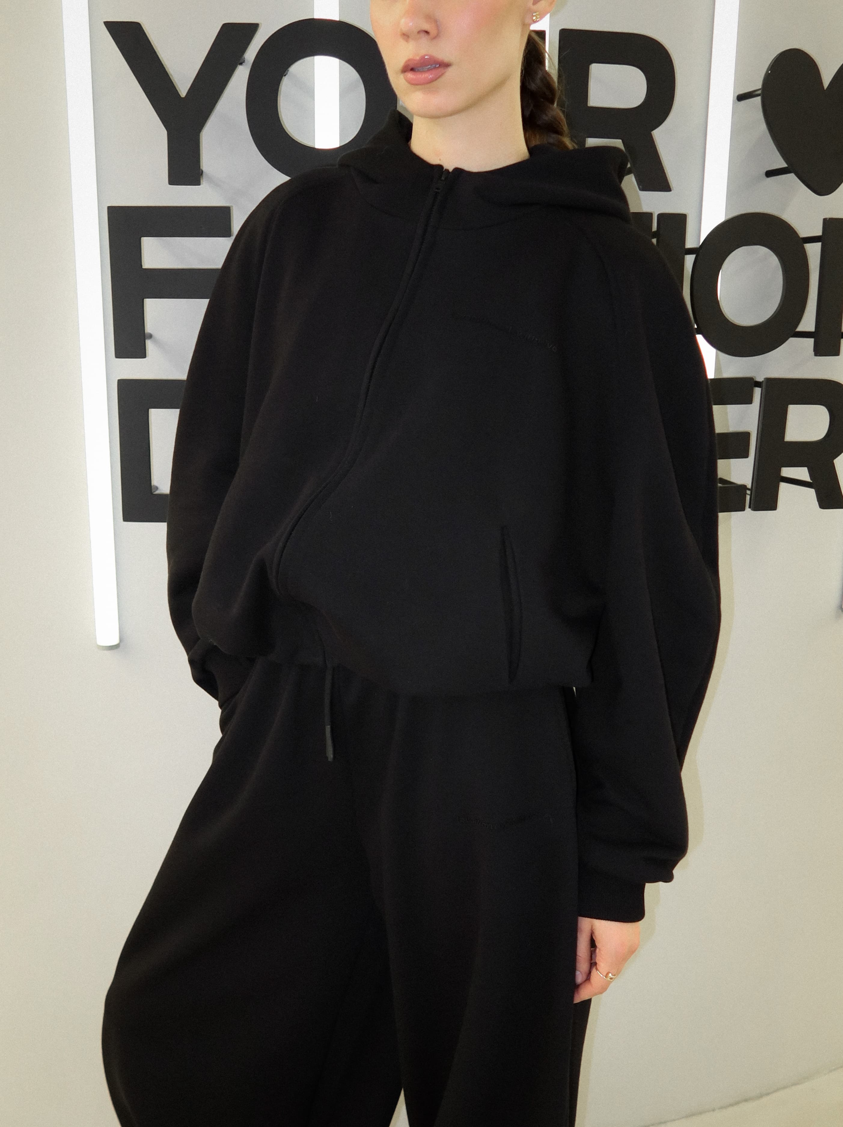 Hoodie zip double mini long logo