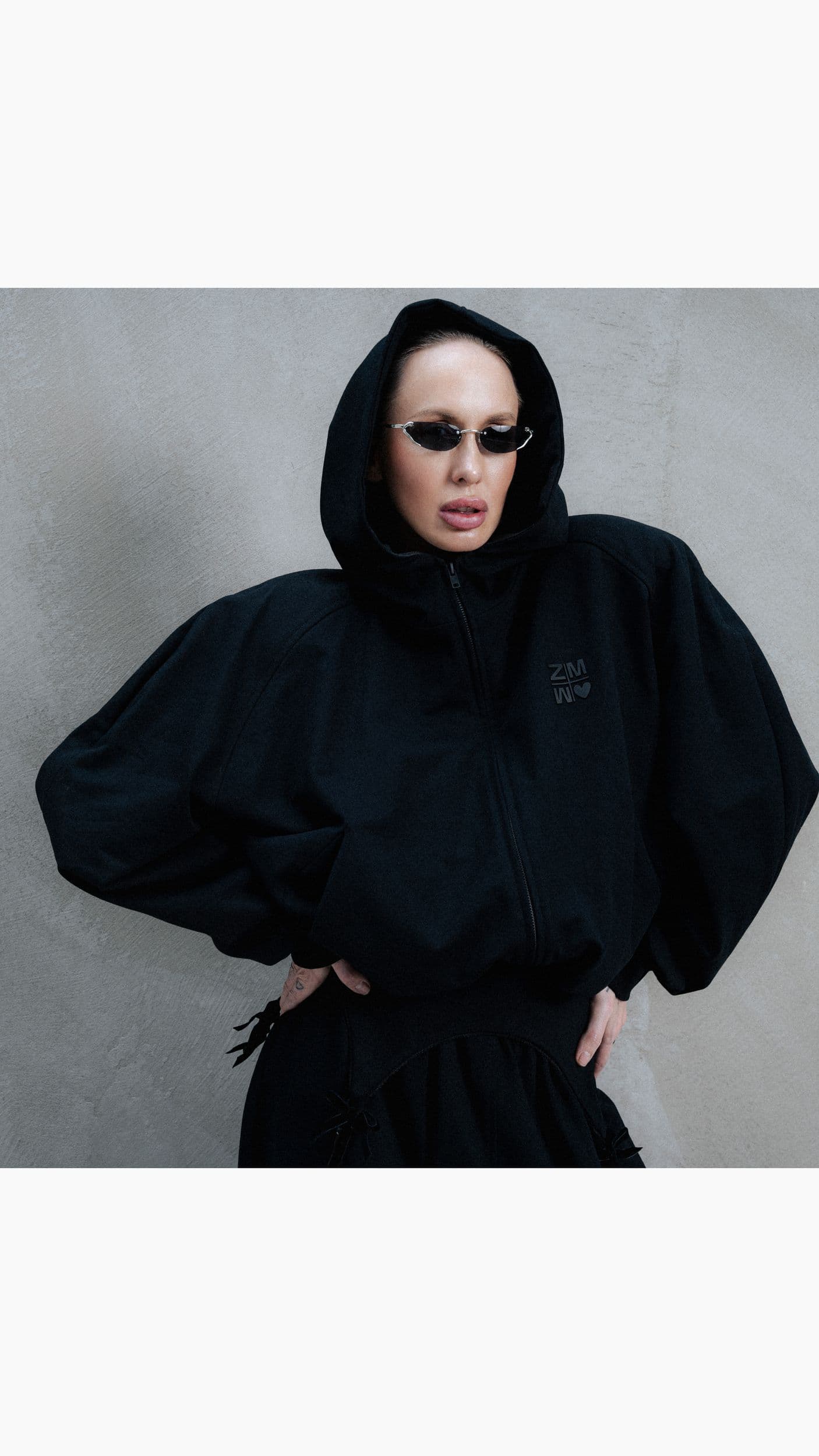 Худи zip double с плечами logo №1