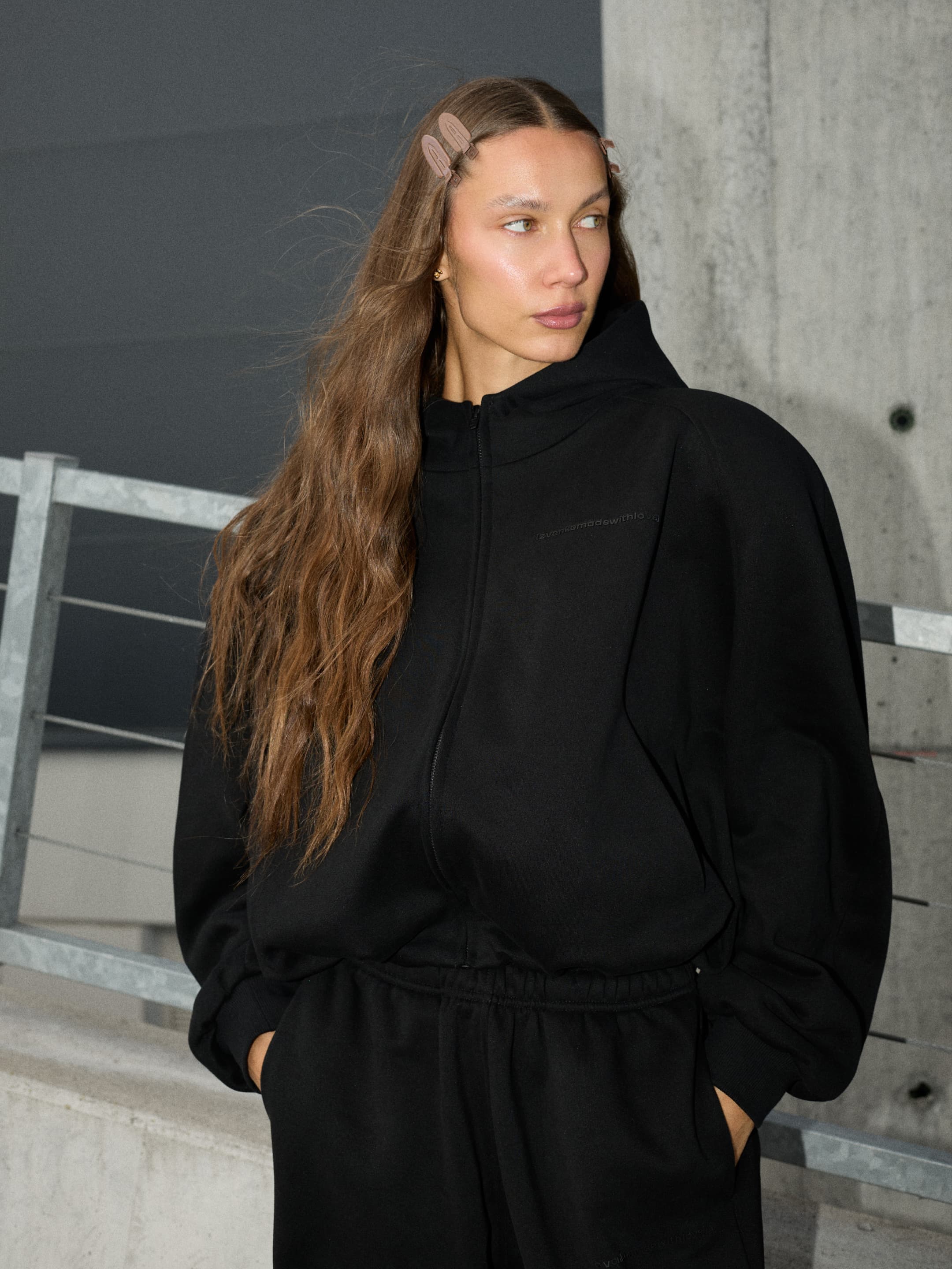 Hoodie zip premium double [hello footer]