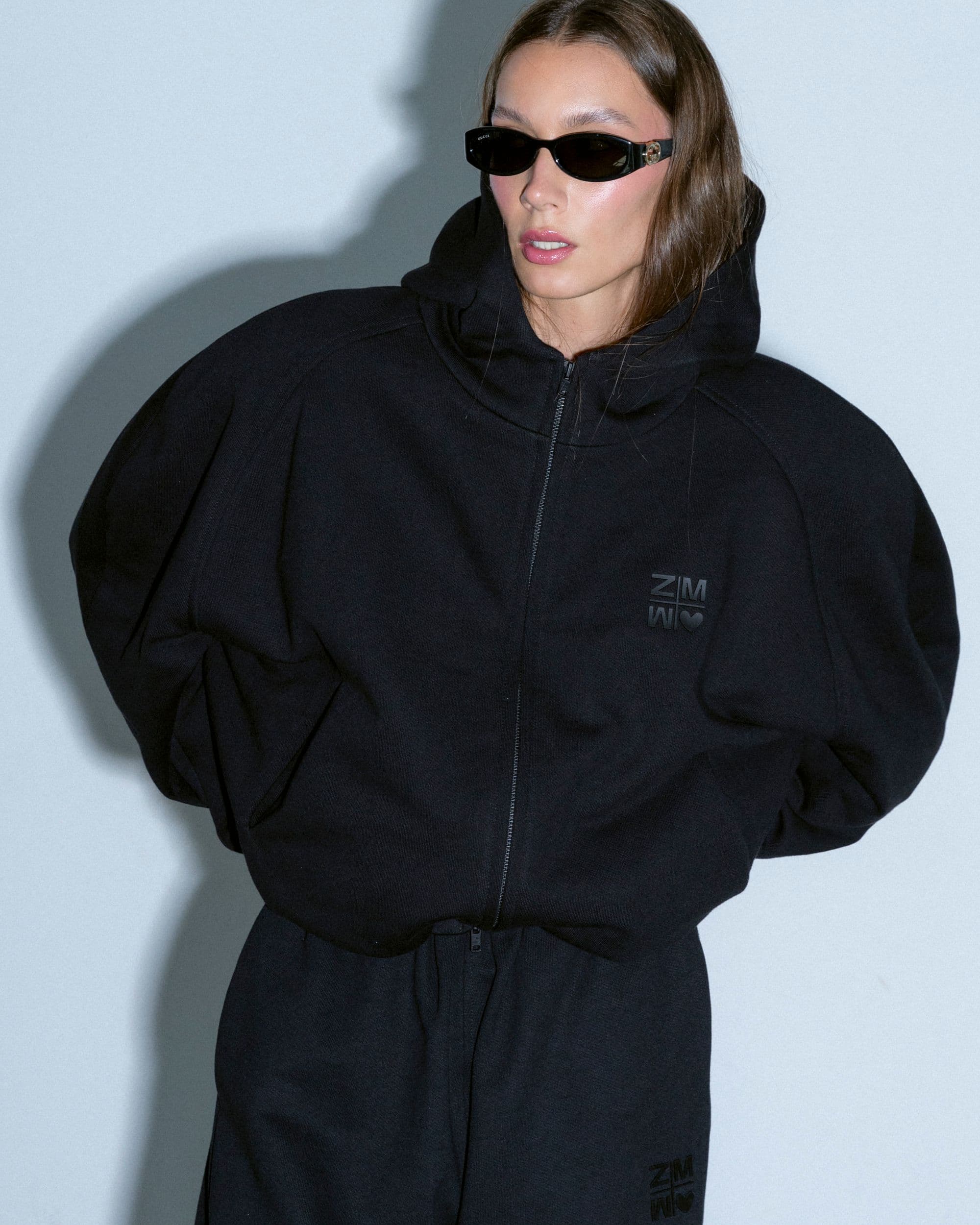 Hoodie zip double with shoulders logo №1